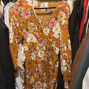 Knee length floral dress, Size L. Worn once(: